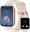 RAIDEN Smart Watches for Women (Answer / Make Calls) Compatible with iPhone / Android Phones, 1.85 "HD Screen Fitness Heart Tracker Monitor 100 + Sports Tracker Watch Waterproof (Milky White)
