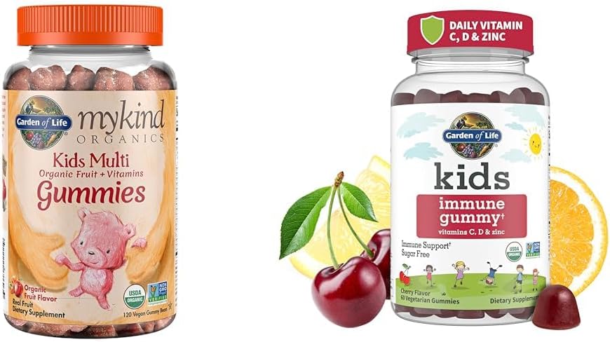 Garden of Life Organics Kids Gummy Vitamin - Fruit - Tersertifikasi Organik, Non-GMO & Vegan & Anak-anak Kebal Mendukung Hamil dengan Vitamin C, D sebagai D3 & Zinc