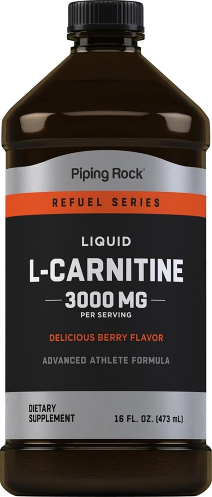 Piping Rock L- Carnitine Liquid 124; 3000mg 124; Berry Flavor 124; Advanced Athlete Formula 124; Refuel Series Suppplemen 124; Non GMO, Gluten Free