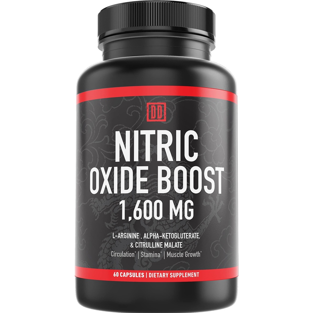 Tambahan Nitric Oxide Booster, 1600mg Ekstra L- Arginine, Citrulline Malate, dan Alpha--Ketoglutalat (60 Count, 1 Botol)