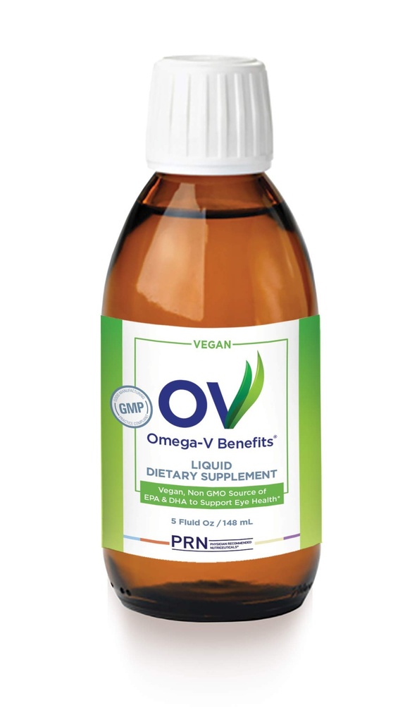Omega- V Benefit Liquid Omega 3 Suplemen - 5 oz, 30- Day Suppply - Vegan Suplemen dengan 100mg EPA & DHA untuk Kesehatan Mata