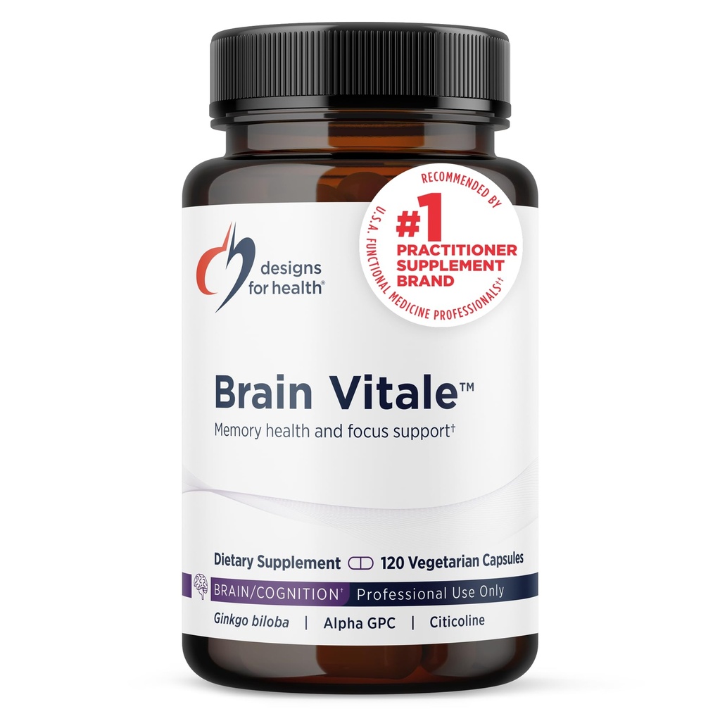 Design untuk Vitale Otak Kesehatan dengan Kognizin - 'Nootropic' Suplemen untuk Bantuan Cognition, Mood + Memory dengan GPC Choline, Ginkgo + Acetyl L Carnitine HCL (120 Capsules)