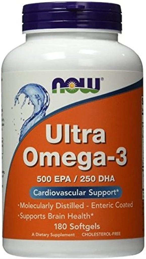 Ultra Omega-3 500 EPA / 250 DHA, 180 Softgels, Dari NOW Foods (Paket 2)
