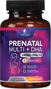 Prenatal Vitamin dengan Acid Folic & DHA, Pengembangan Otak Fetal & Omega 3, Prenatal Multivitamin untuk Perempuan, Vitamin A, C, D, B6, B12 & Iron, Pregnancy Suplemen - 60 Softgeels