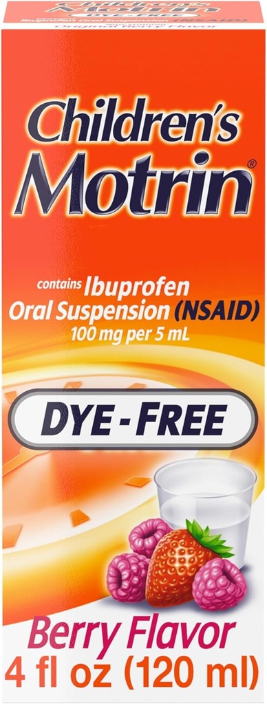 Motrin Anak Oral Suspension Medicine untuk Anak-anak, 100mg Ibuprofen, Berry Flavored, 4 F.