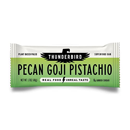 Thunderbird Energy Snack, Gluten- Free with Protein, Healthy Real Food, Vegan Paleo None-GMO, No Added Sugar, Pecan Pistachio Flavor (12 Count, 1.7 oz. Bars)