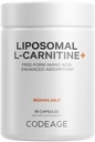 Codeage Lipomal L-Carnitine + Suplement - 500 mg L-Carnitine L-Tarcracking per Serving - Free- Form Amino Acid - Carnitine - Pengiriman Lipomal - Vegan, Non-GMO, Gluten- Free - 90 Capsules