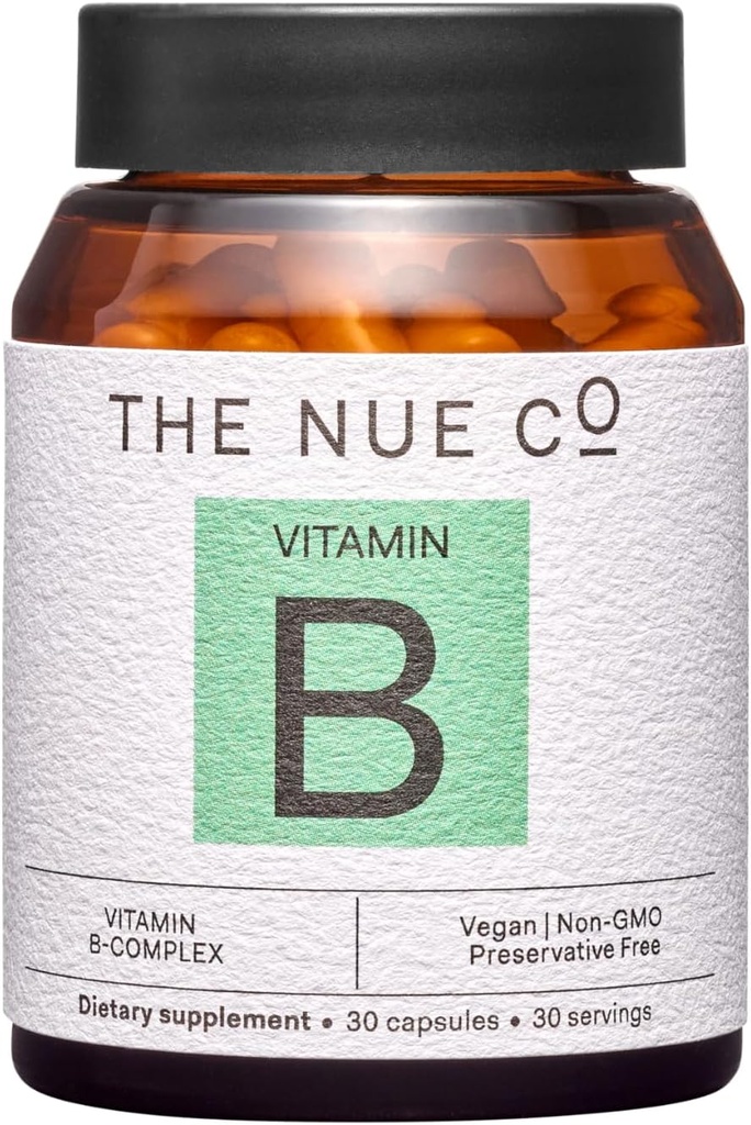 The Nue Co. suplemen Vitamin B, Support Energy, Promotes Healthy Skin dan Hair, Vegan, Gluten Free, 30 Kapsul