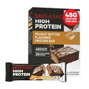 Bar Protein Tinggi MUSASHI, 45g Protein, 2g Total Sugars, Peanut Butter & Milk Coasted, Post Workout dan Protein Snack On The Go, 12 Pack of 3.2oz (90g) Bars