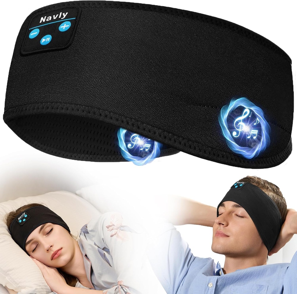 Headphone Navly Sleep, 10Hrs Sports Headband dengan Soft Cozy Earbuds Comfortable, Headband Headband Headband dengan Ultra- Thin HD Speakers Sempurna untuk Kerja, Yoga, Perjalanan