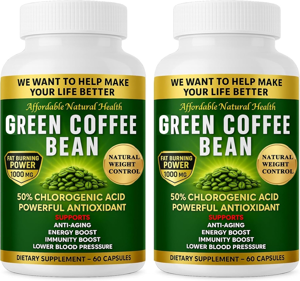 Green Coffee Bean Extract, 100% Pure Green Coffee Bean Capsules, 50% Klorogenic Acid, 10.000 mg Strength, 120 Capsules, 4 Bulan Supply, Non-GMO dan Gluten Free, Tradisional Herbal Suplemen
