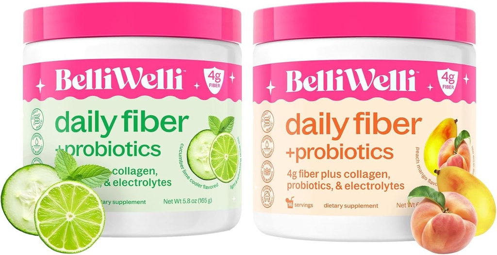 Tambahan Perabot Harian Bundle dengan Collagen, Propines, Electrolytes & Hidration Durasi - Cucumber Lime Mint & Peach Mango Flavors - Probut Digeattion, Skin Health, Gut Saldo - 32 Servings