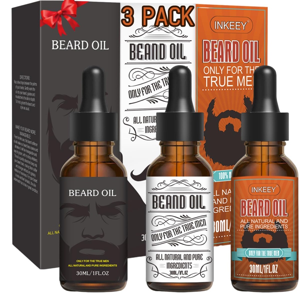 3 Pack Beard Oil for Men, Conditioning and Moisturizing for Better Beard Growth - Gift Set (Fengyin Green Tea / Glamour motion / Azure)
