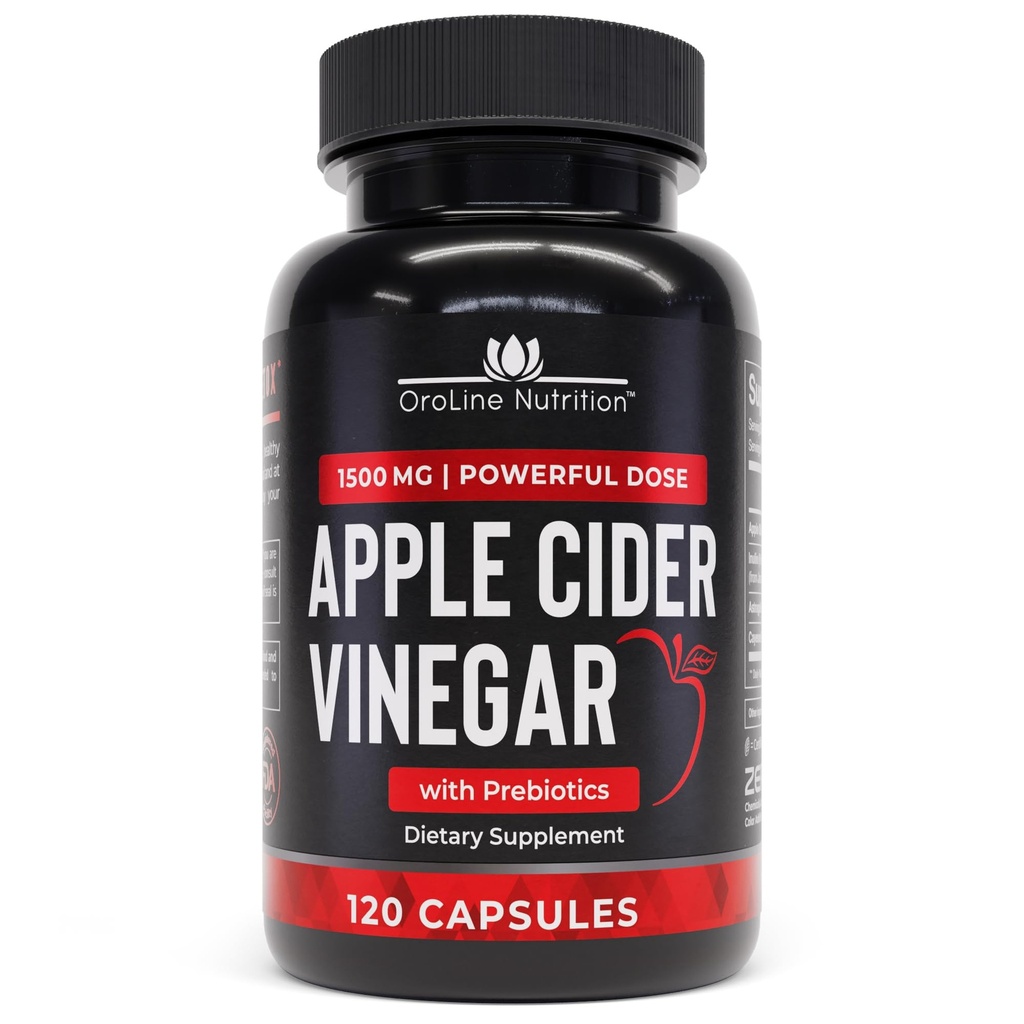 Apple Cider Vinegar Pil dengan Prebiotic, 2 Bulan Suply - Apple Cider Viegar Capsules - Apple Cider Vinegar Suplemen, Apple Vinegar Tablet - Energi dan Gut Kesehatan Dukungan Perempuan & Pria 1500 mg