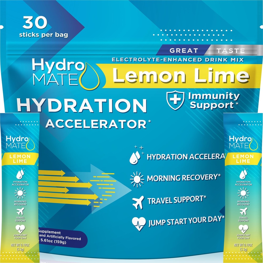 Paket HidroMATE Electrolyte Powder Lemon Hidration Packet Rendah Gula 30
