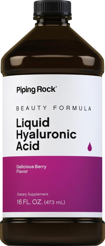 Piping Rock Hyaluronic Acids Supplement: 124; 100mg 124; 16 ifl oz 124; Berry Flavared Liquid 124; Vegetarian Formula 124; Non-GMO, Gluten Free
