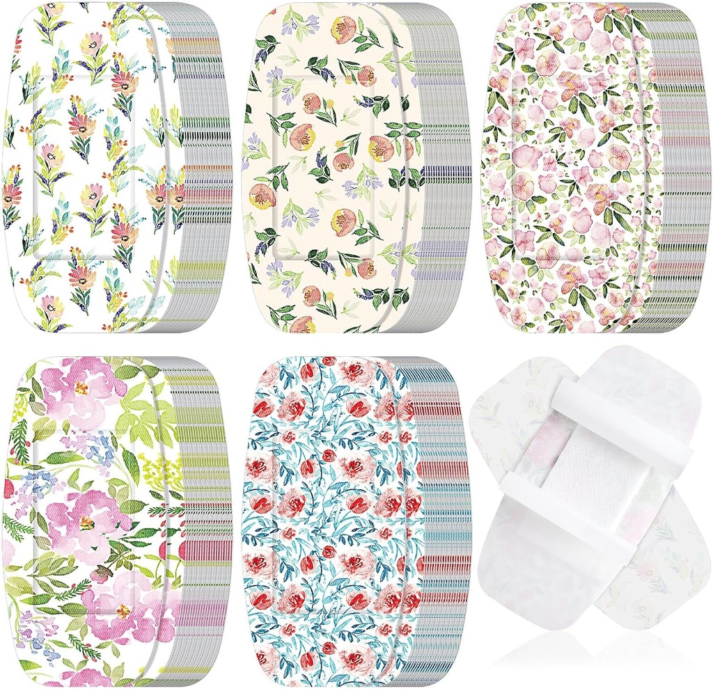 Sinmoe 100 Pcs Large Bandages 2 x 4 Inch Latex Free Big Adhesive Flower Wound Care Flexible Fadages for Care and Protect Wounds