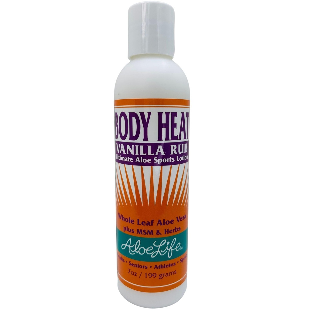 Aloe Life - Body Heat Vanilla Rub, Lubricting, Warming Action, Soothes & Relieves Sore Muscles, Safe For Seniors & Athletes, Helling Reduce Tension & Stress, Gluten- Free (7 oz)