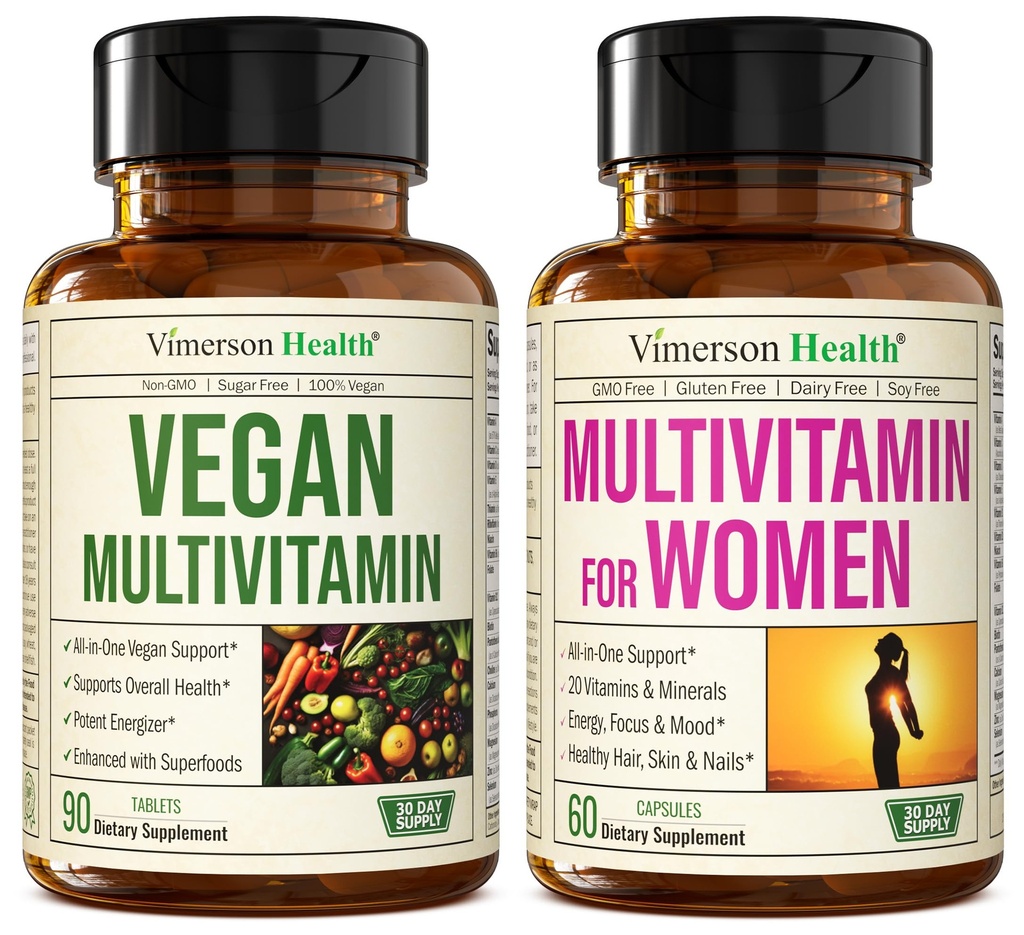 Vimerson Health Vegan Multivitamin for Vegan and Vegetarians & Multivitamin for Women