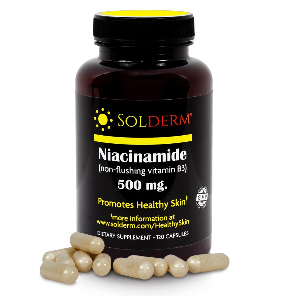 Niacinamide Non- Flushing Vitamin B3 Suplemen 124; Vegetarian dan Gluten- Free Vitamin Niacinamide Tablet Niacinamide dengan Contable Celluose Casings 124; Promes Healthy Skin 124; 120 Capsules 1254g