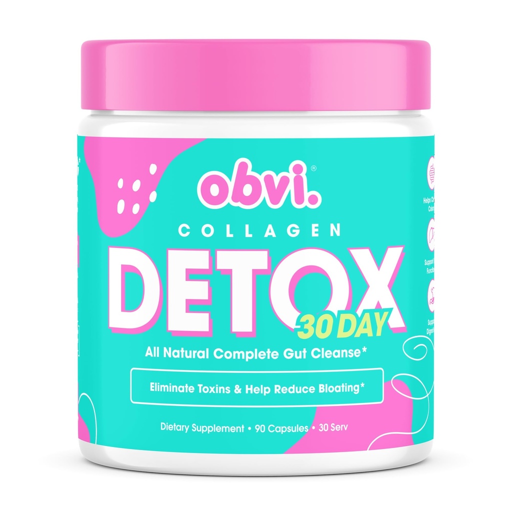 Obvi Detox Colon Cleanse Supplement Hoble 124; Promotes Digetical Digetical and Gut Health, Bloating Relief, Membantu Menghapus Toxins 124; Imune Support dengan Milk Thistle, Psyllium Husk, Senna Leaf 124; 90 Capsules 144; 30 Servis