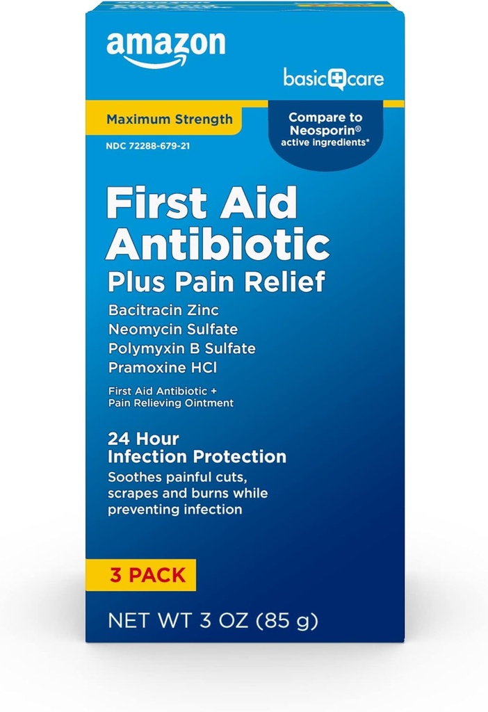 Cadangan Maksimal Care Aid Pertama Triple Antibiotic Oquis, Relief Pain For Minor Cuts, Scrapes and Burns, 3 ons (Paket 1)