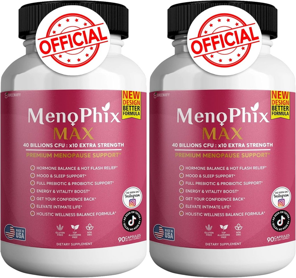 MenoPhix Max Premium Menopause Supplement, 40 Milyar CFU, Ekstra Kekuatan, 180 Capsules (2)