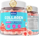 Multi Collagen Filled Gummies for Women Sugar Free Biotin 100000mcg, Multivitamin Hair Skin dan Nails Vitamin for Hair Growth, with Hydrolyzed Collagen Peptide Peptide Kertin Hyaluronic Accid MSlam Vitamin B