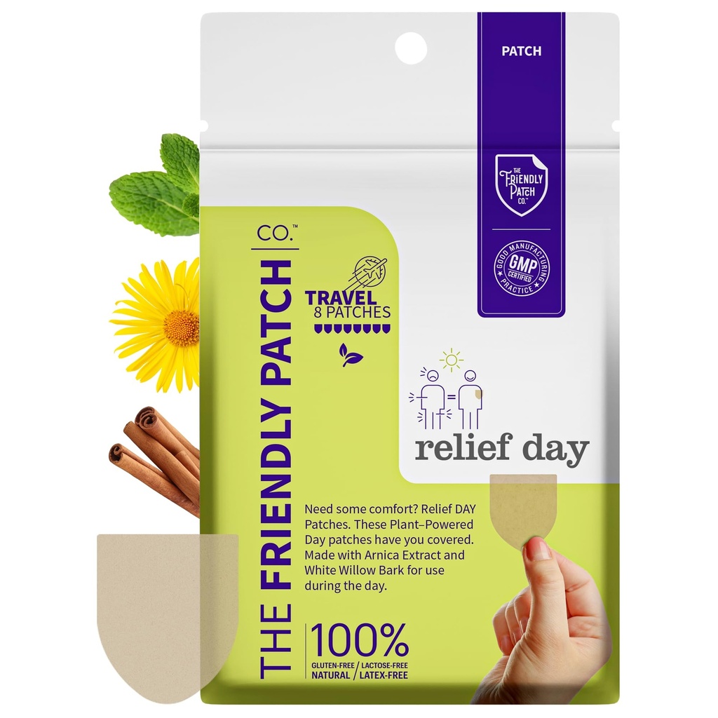 Relief Day Patch - Arnica, White Willow Bark, Saffron & Peppermint untuk Soreness dan ketidaknyamanan bagi Perempuan dan Pria