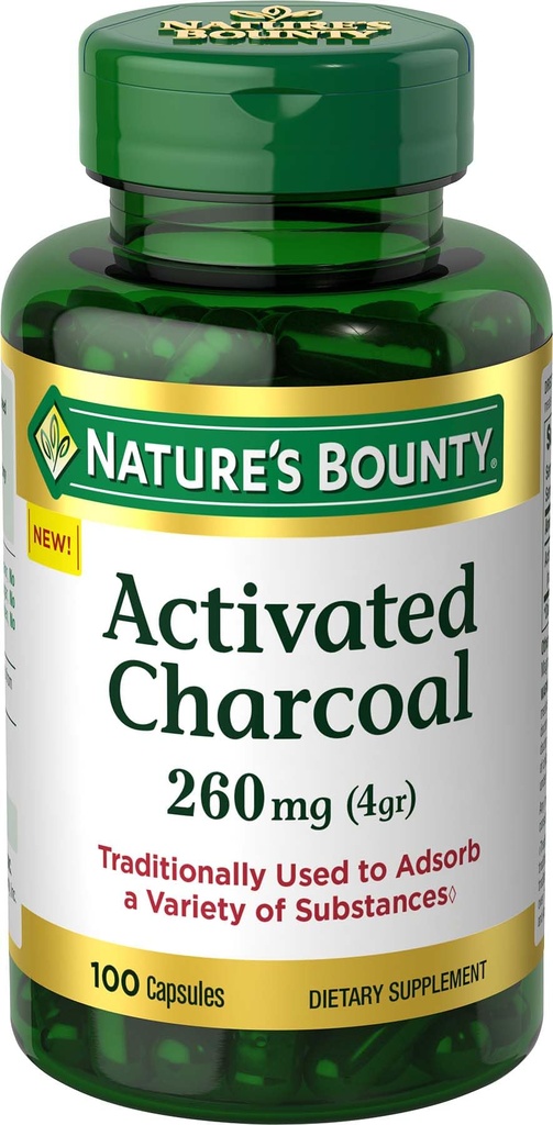 Nature 's Nature' s Activated Arang 260 mg, 100 Kapsul, Dietary Suplemen untuk menyokong Lifestyle Sehat