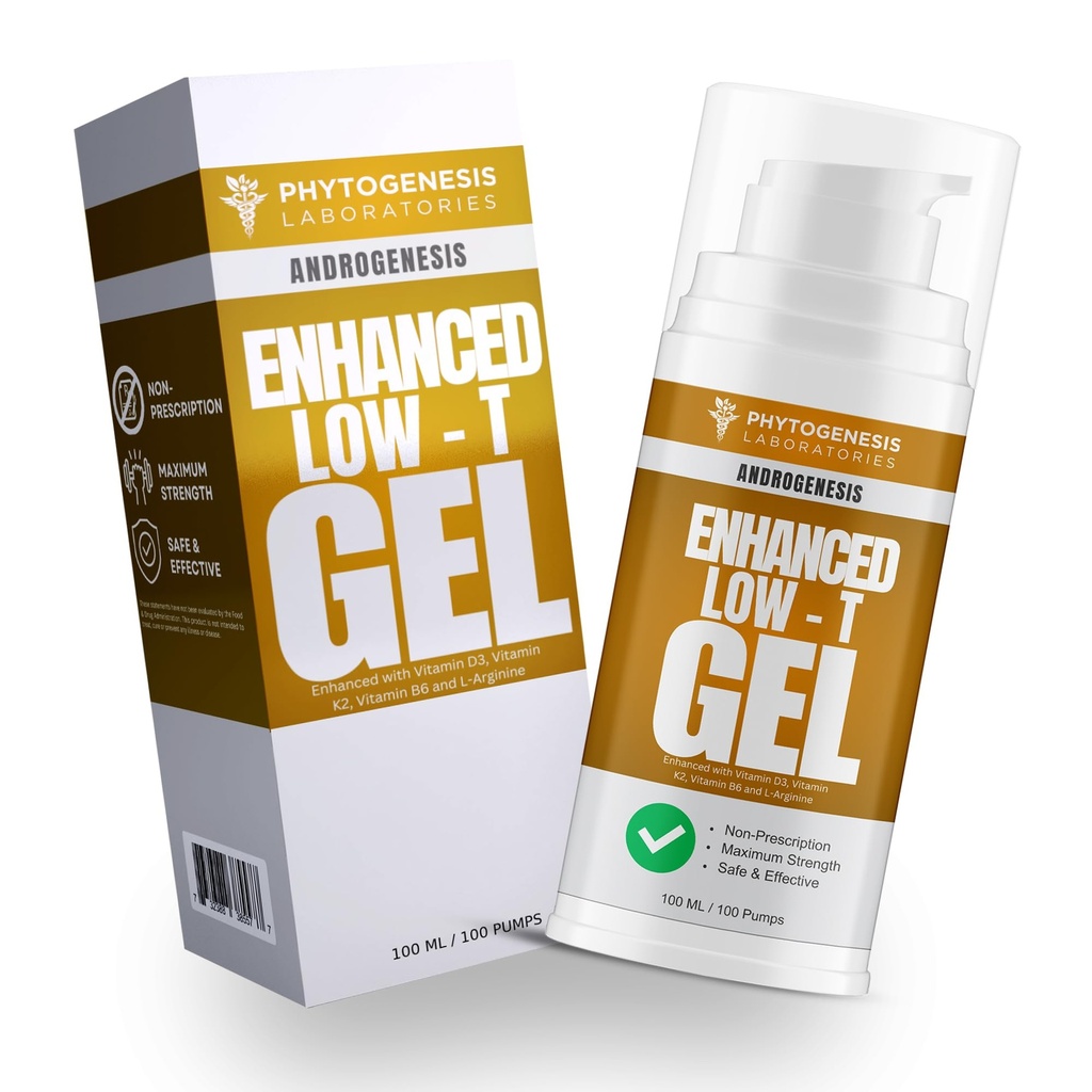 Enhanced Formula - Low T Dukung Gel - T Booster for Men - Muscle Recovery, Energy Booster, Healthy Aging - Sekarang dengan Vitamin D3, K2, B6 dan L-Arginine