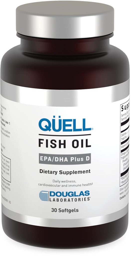 Laboratorium Douglas Quell Fish Oil EPA / DHA Plus D 124; 3: 2 Rasio EPA ke DHA EscerOmega 3 Fatty Acids Ditambah 1.000 I.U. dari Vitamin D3 * 124; 30 Softgeels