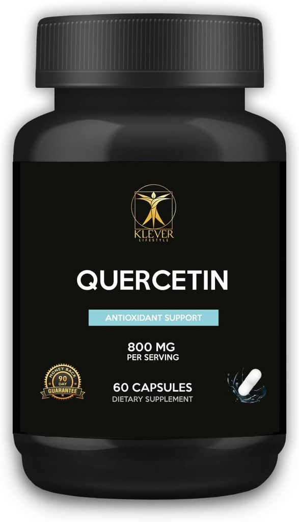 Klever Lifestyle 134; Quercetin dengan Suplemen Bromelain: 124; Properti Antioksidant, Kesehatan Otak 124; 60 Capsules 12.4; 800mg per Serving