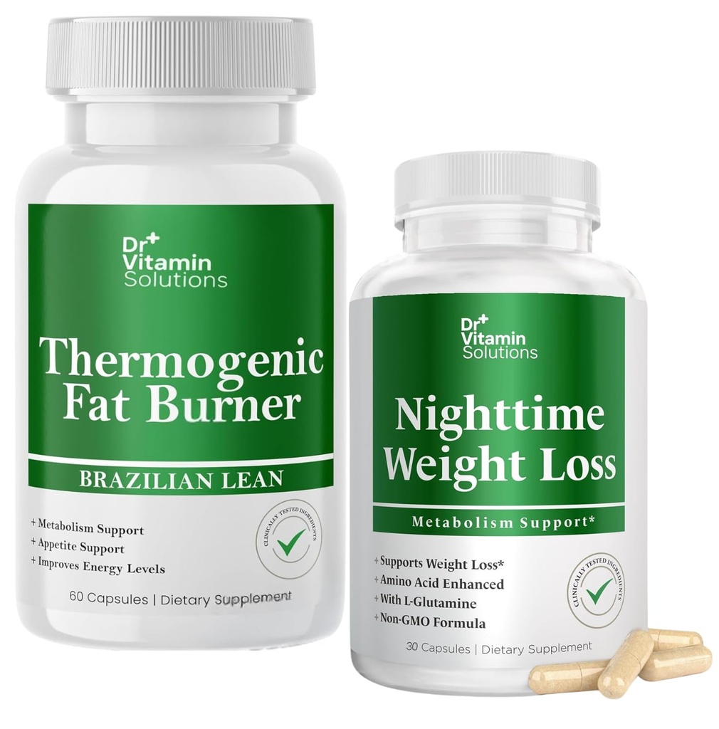 DR VITAMIN SOLUTIONS Thermogenic Fat Burner & Nighttime Wight Loss Pill for Women, Waist Trimer & Suplemen Bloating for Women & Men, 120 Kapsul