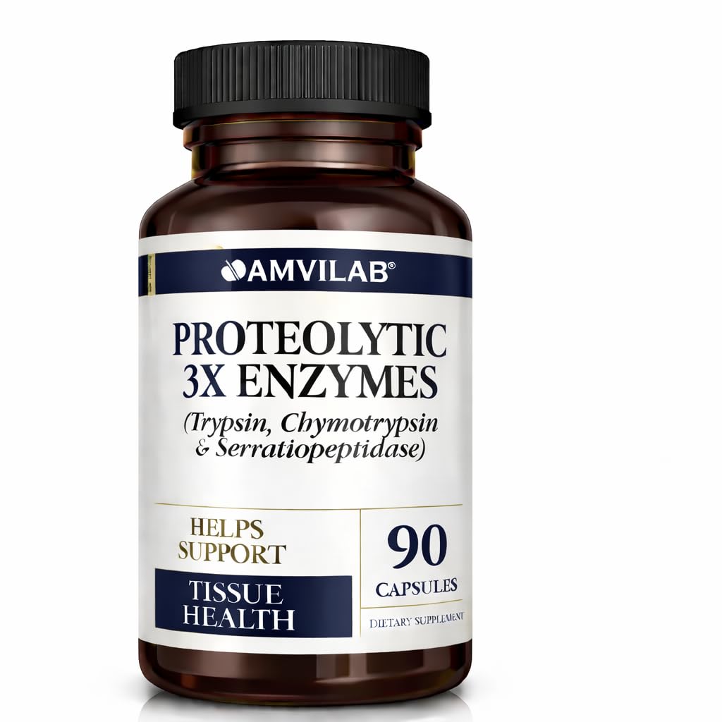 Protolytic Enzymes 3X - Trypsin, Chymotrypsin & Serrapeptidase - Reduces Edema & Irritation from Tires Injury - Support Body Wellness & Recovery - Dietary Supplemen - 90 Capsules