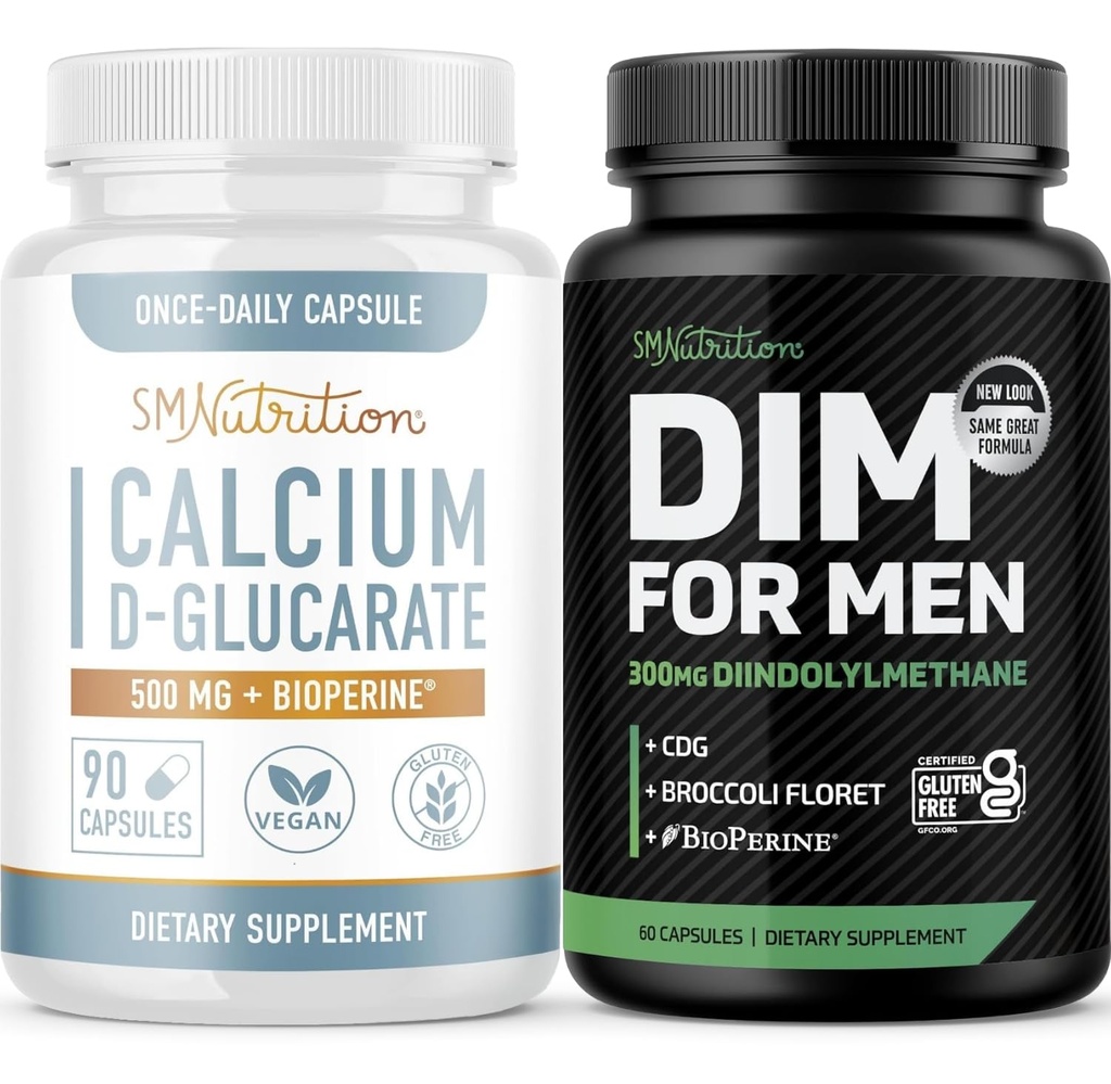 Tambahan DIM Pria SMNutrition dengan Kalsium D-Glucarate 124; Pria Hormone Balancing Bundle dengan kompleks DIM untuk Pria (60 Servings) dan Vegan Gluten Free Non-GMO CDG Supplemen (90 Pelayan)