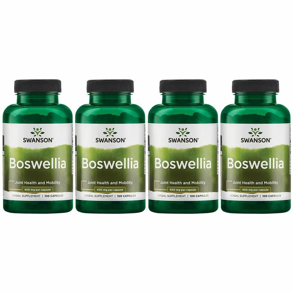 Swanson Boswellia - Herbal Supplemen Dukungan Bersama - Ayurvedic Herb untuk Gabungan Fleksibilitas & Mobility - Dibuat dengan Boswellia Serrata Resin - (100 Capsules) (4 Pack)