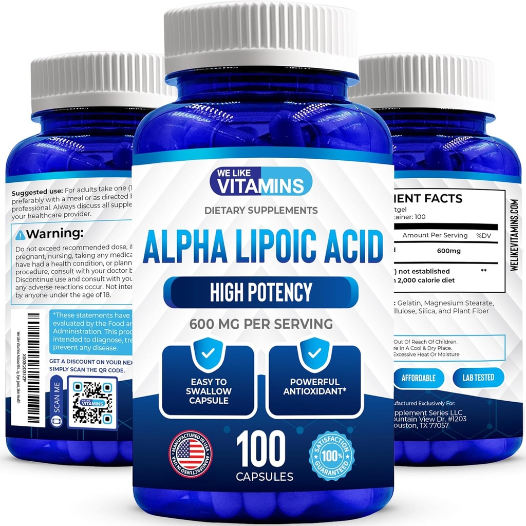 Kami suka Vitamin Alpha Lipoic Acid 600mg Capsules - 100 Servis - Alpha Lipoic Aciles Capsules Membantu Kesehatan Gabungan dan Kesehatan Antioksidant Bersama dengan Perlindungan Radikal Bebas