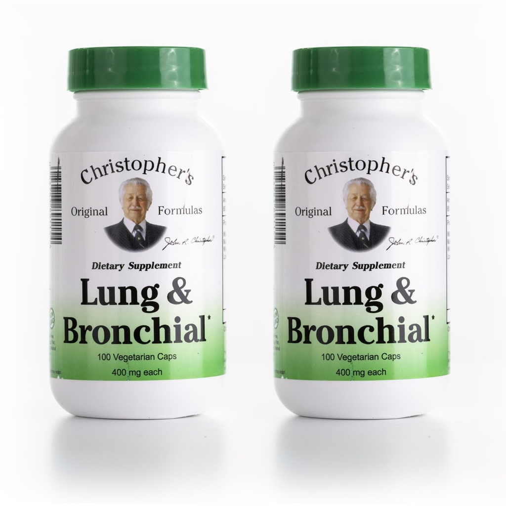 Christopher 's Formulas asli Lung & Bronchial Formula - Lung Cleanse for Smokers - Support Respiratory Synergistic Blend of Herbs - Paket 2
