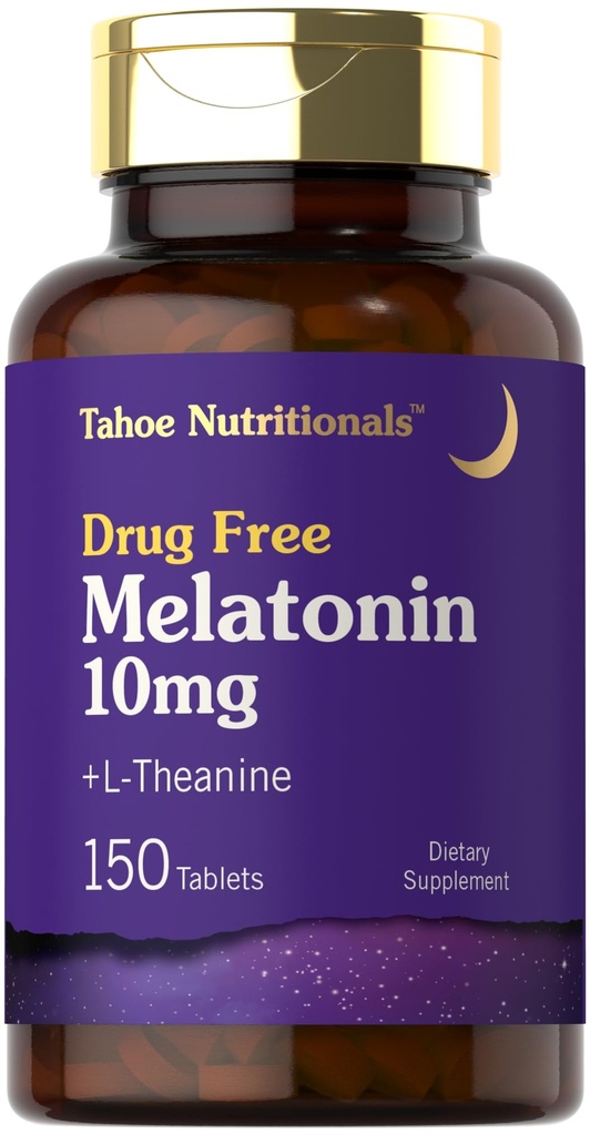 Tahoe Nutronionals Melonadi 10mg 124; 150 Tablet 124. dengan L theanine 124; Vegetarian, Non-GMO, Gluten Free Supplemen
