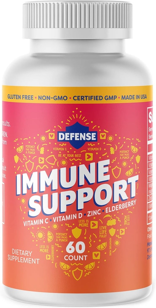 Suplemen untuk Hari Dewasa 124; 30 Supply 124; Imunitas Booster untuk Pria dan Wanita dengan Vitamin C, Zinc, Elderberry, dan Vitamin D3, Daily Antioksidant Boost, Non GMO, Gluten- Free 124;