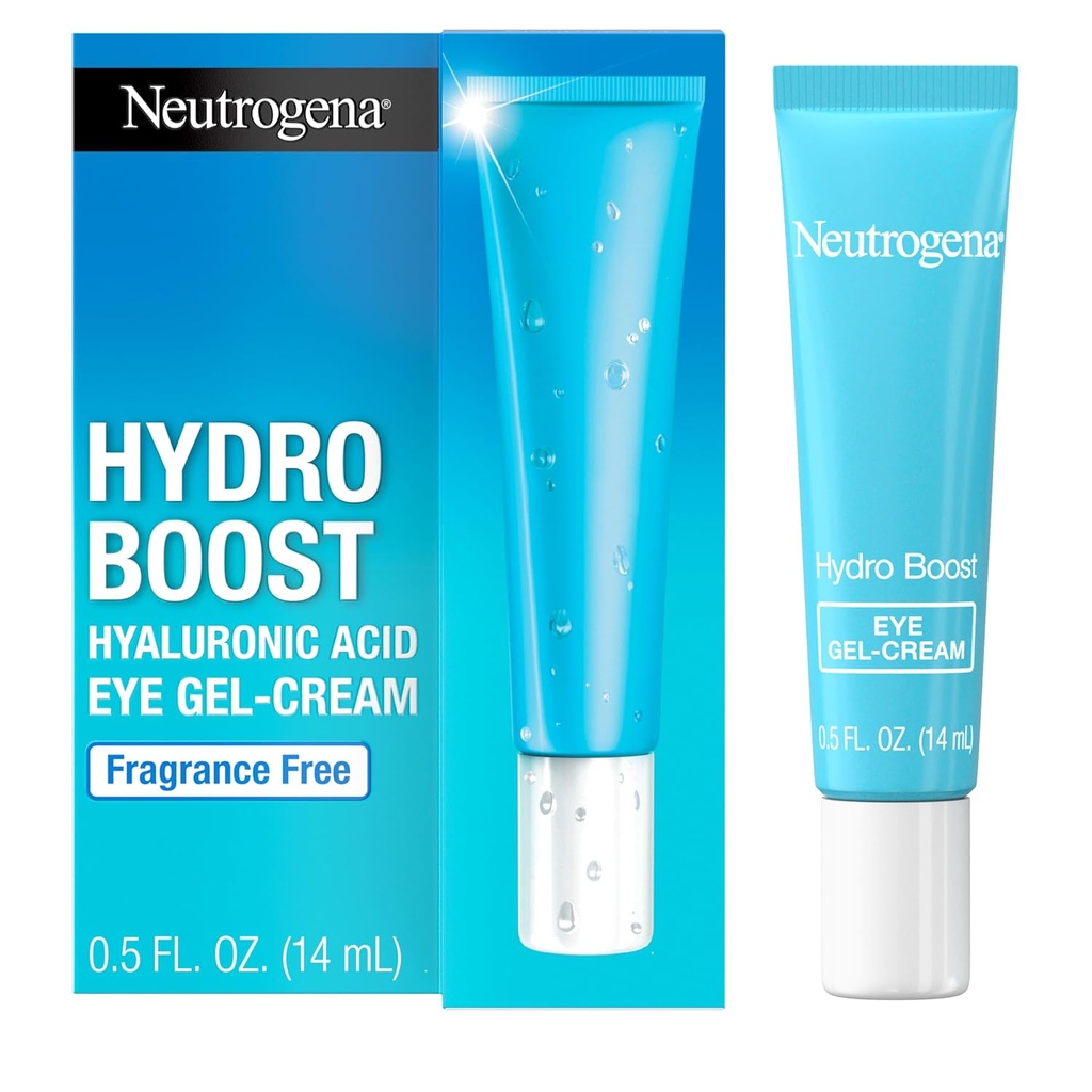 Neutrogena Hydro Boost Under Eye Cream, dengan Acid Hyaluronic Purified, Keeps Under Eye Area Looking Smooth & Hydrated, Frametic Free and Non- Comedogenic, 0.5 oz