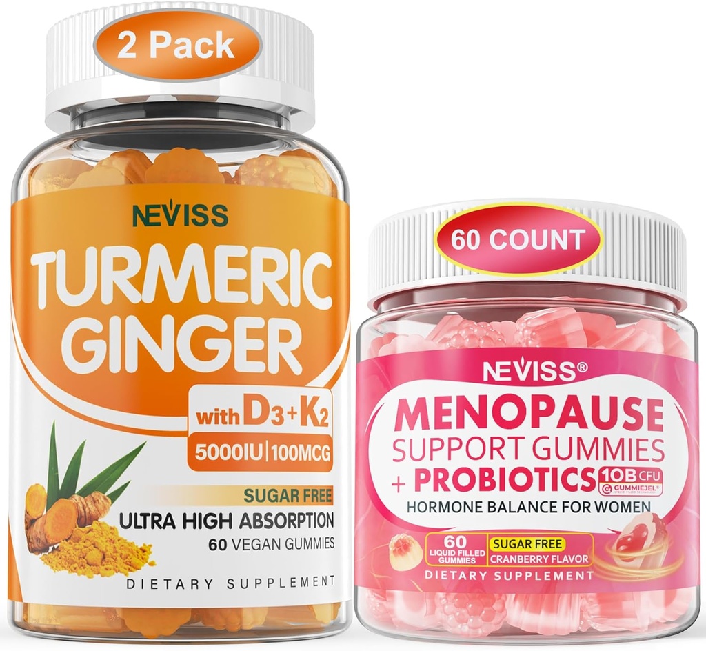 2 Pack Turmeric Ginger Gummies + 1Pack Menopause Supplemen Gummies Berisi