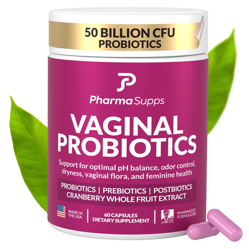 Probiotik Perempuan bagi Vaginal Health 124; 50 Milyar CFU dengan Propotik, Prebiotik, Postboculte & Cranberry untuk keseimbangan pH, UTI Dukungan, Yeast, Gut Kesehatan, Odor, Dryness & Feminine Comfort
