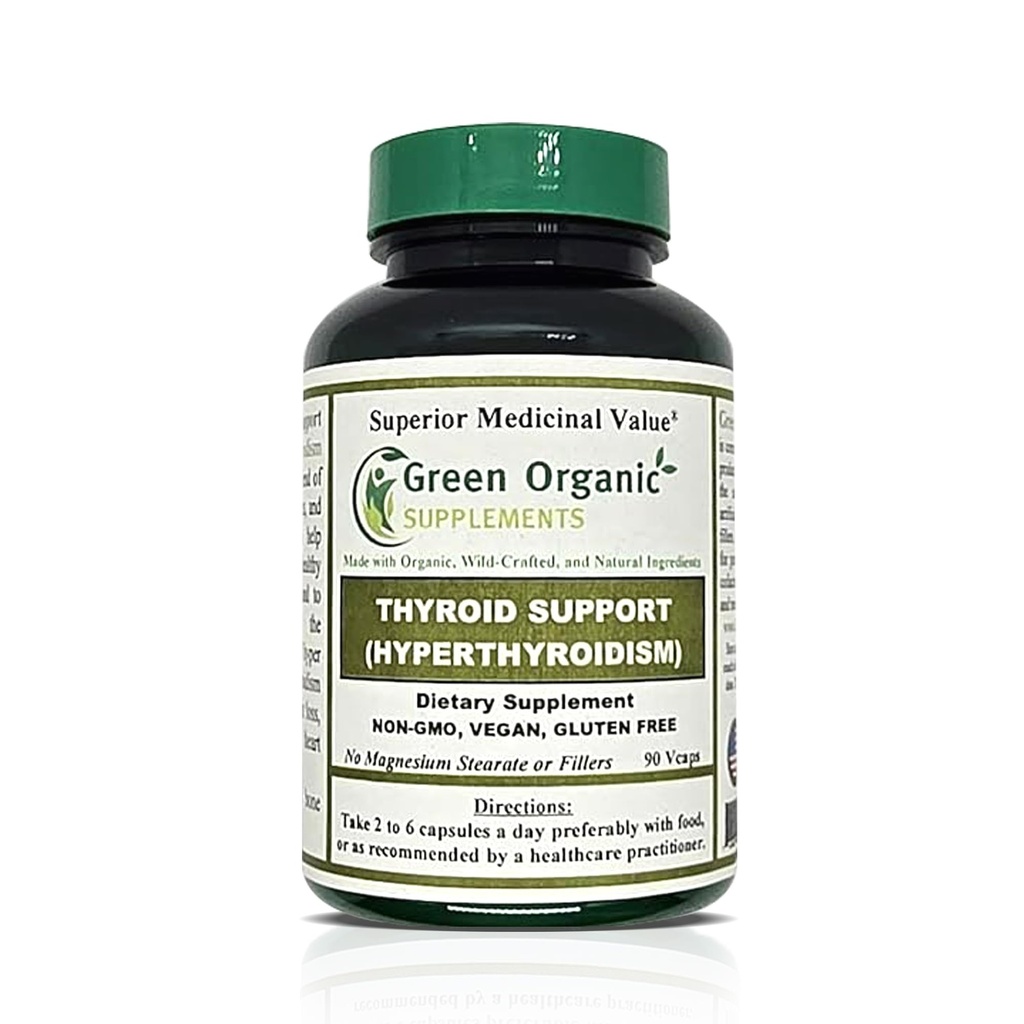 Suplemen Organik Hijau Thyroid & Hyperthyroidism, Tinggi Absorbable, Non-GMO, Gluten- Bebas