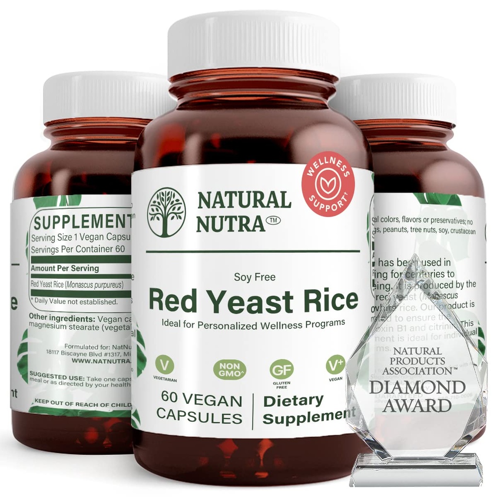 Natural Nutra Red Yeast Rice Extract, Cardiovascular Support, Helling Enhance Immunity, Helling Body Fats & Fluid Flow, Imporve Ditrable, Gluten Free Supplemen, 600 mg, 60 Capsules (2 Pack)