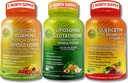 Complete Plant - Based Antioksidant & Imune Dukung Bundle - Lipomal Vitamin C 1500mg + Lipomatal Glutathione 500mg + Quercetin dengan Bromelain, Zinc & Vitamin C - Vegan, Enhanced Absorpsi Formula