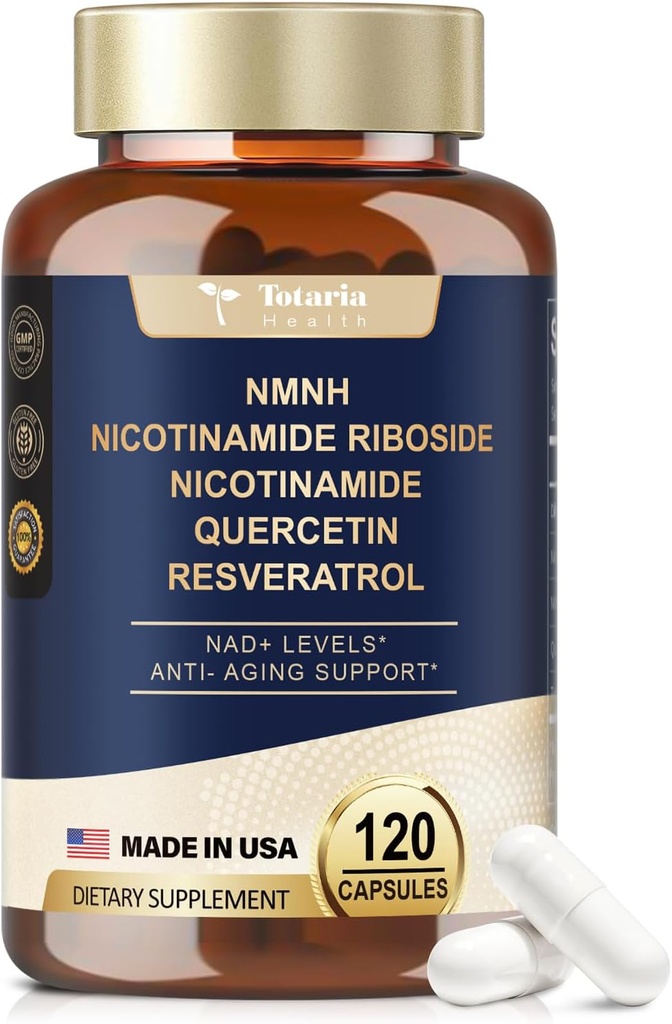 NMNH (Dihidronicotinamide Mononucleotide), Premium NMN Alternatif dengan Flash-Free Niacinamide (Vitamin B3), Quercetin, dan Trans- Resveratrol, 120 Capsules