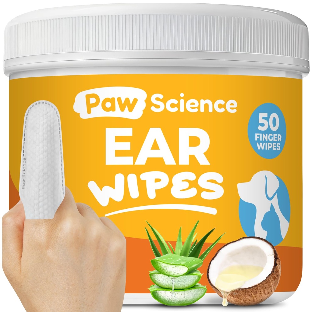 Wipes Anjing Ear Cleaner - Wipes Jari untuk Anjing & Kucing - Membersihkan, Soothing, Deodorizing Telinga Itchy - Solusi Relief Pet Ear (Kelapa)