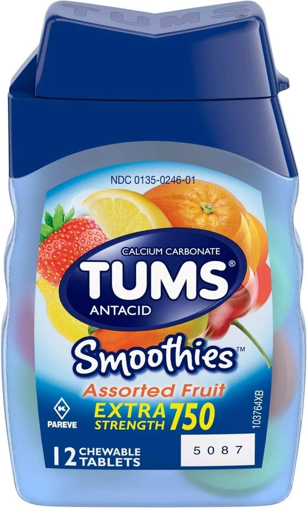 Tums Smoothies Antax Kalsium Suplemen, 12 ct